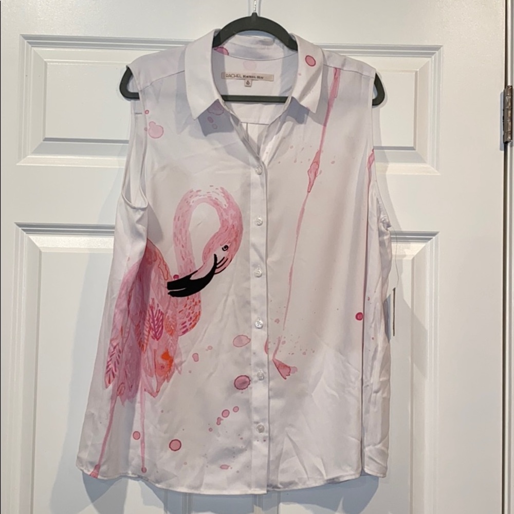 NWT Rachel Roy Button Down Flamingo Tank Top
